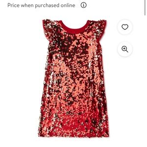 Red gold silver shirt dresss sequined kids 7/8 like new shiny holiday